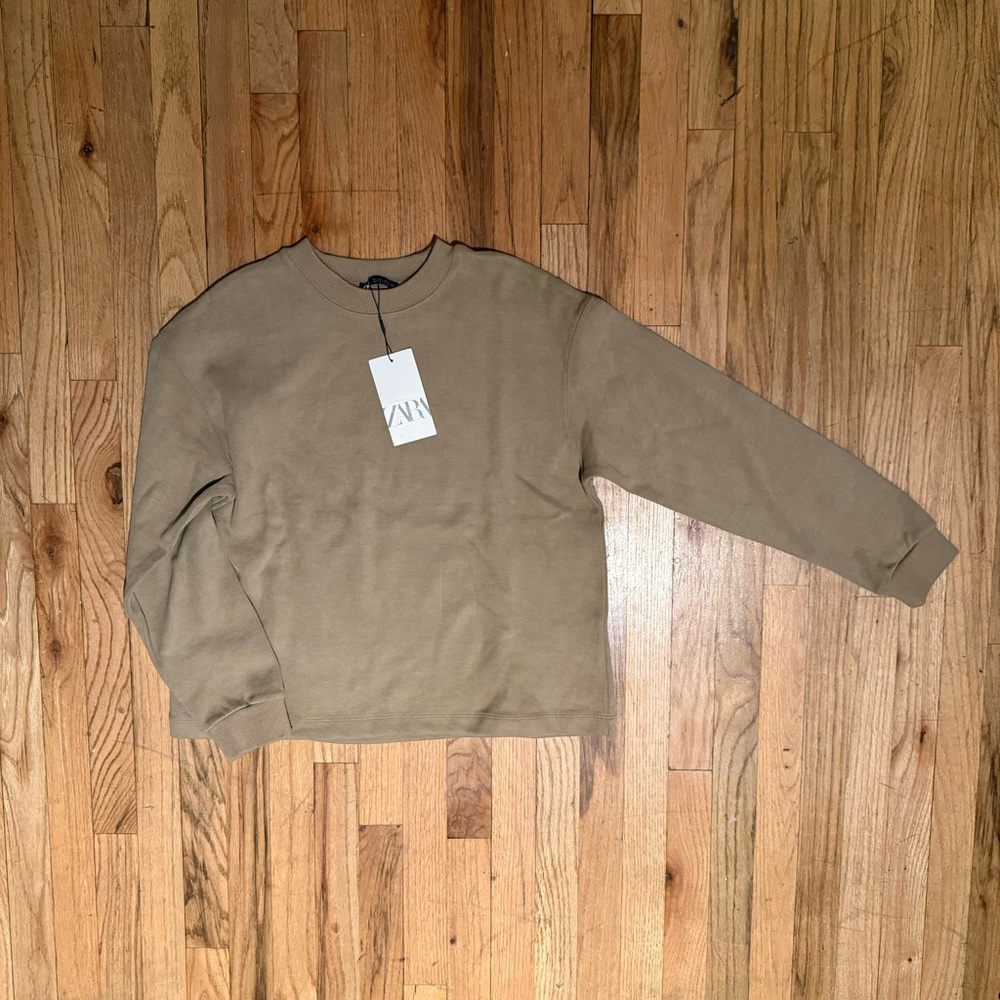 Zara Tan Crewneck Sweatshirt Size S